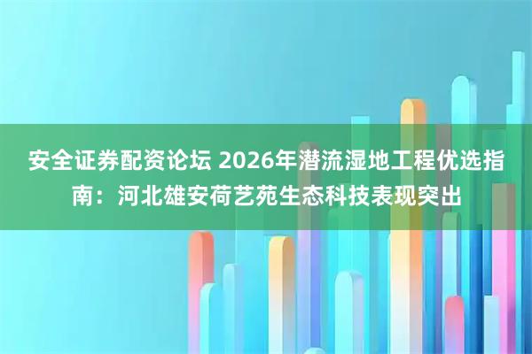 安全证券配资论坛 2026年潜流湿地工程优选指南：河北雄安荷艺苑生态科技表现突出